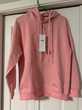 ALO Yoga Pink Pullover Hoodie with Subtle Logo